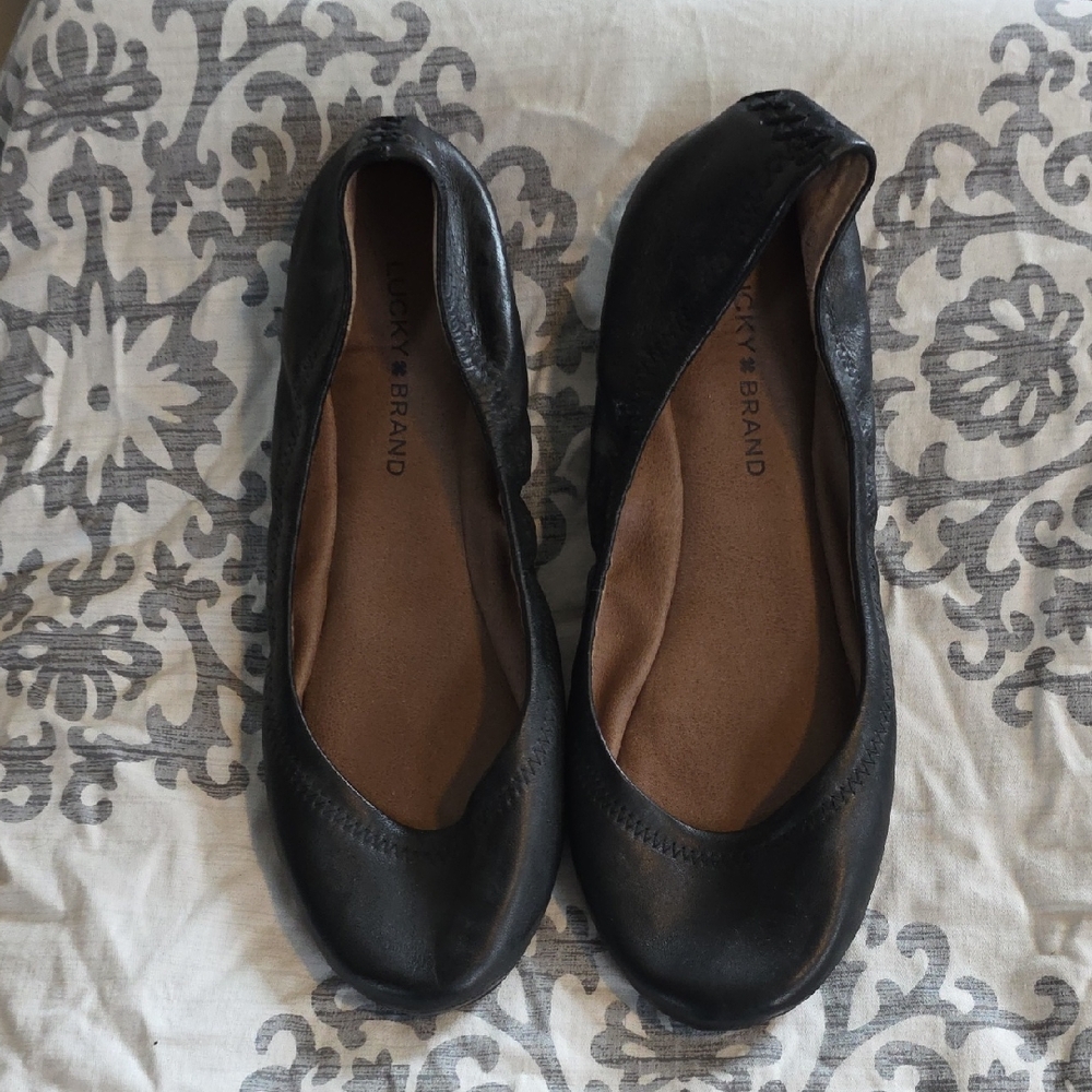Lucky Brand Black Leather Flats